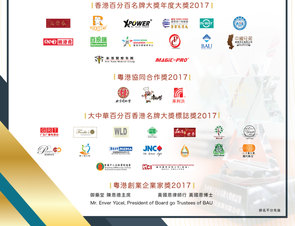 Best Media Hong Kong Limited 大中華百分百香港名牌大奬 100% HK BRANDING AWARD